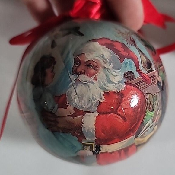 1995 VNT 12 Antique Santas Set of 12 bulb Christmas Tree Paper Ornaments w/ Box - Picture 6 of 15